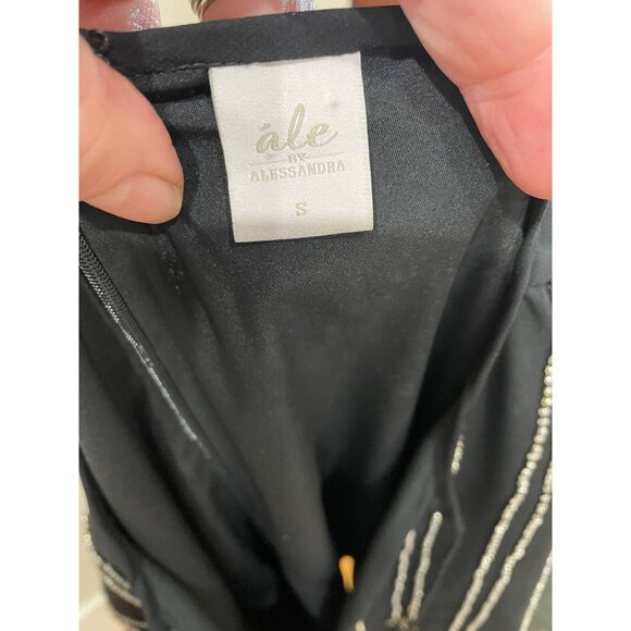 Ale By Alessandra X Revolve Edite Embellished Black Romper W/ Long Sleeves & Bea - Picture 5 of 11